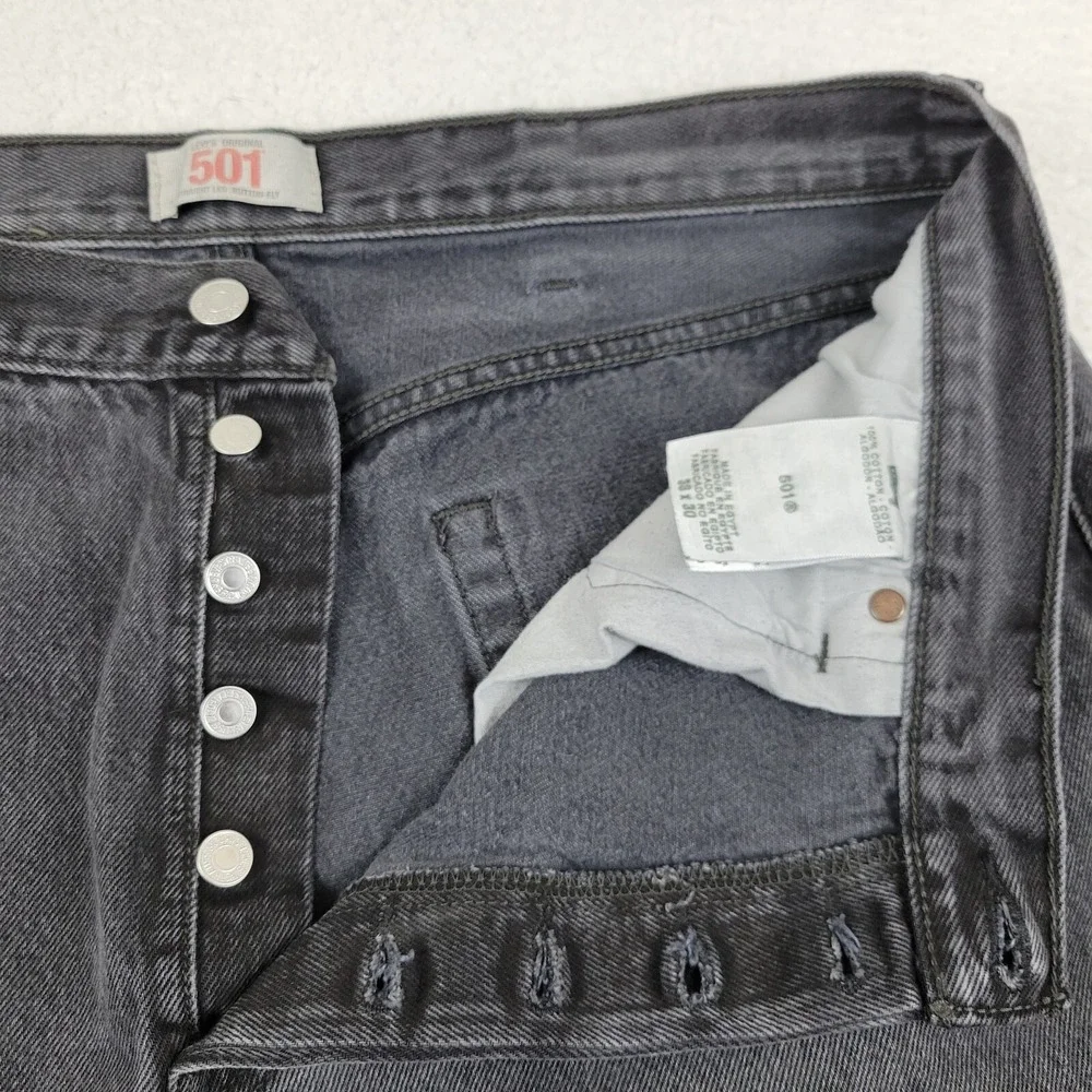 Levis 501XX Straight Leg‎ Jeans Mens 38 x 30 Black Cotton Denim Pants Faded